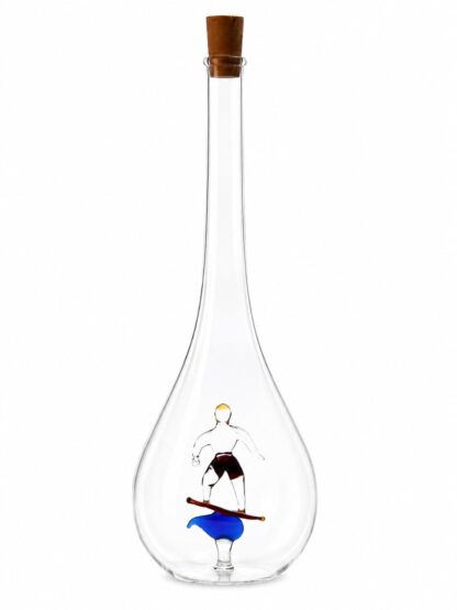 Mundgeblasene Flasche mit Surfer, leer oder befüllt, 500ml
