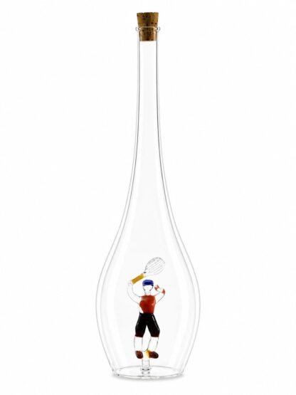 Mundgeblasene Flasche mit Tennisspieler, leer oder befüllt, 500ml