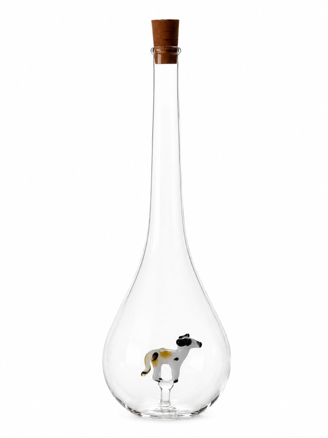 Mundgeblasene Flasche Hund weiss, leer oder befüllt, 500ml