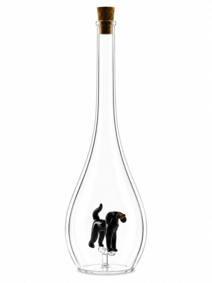 Mundgeblasene Flasche Hund schwarz, leer oder befüllt, 500ml