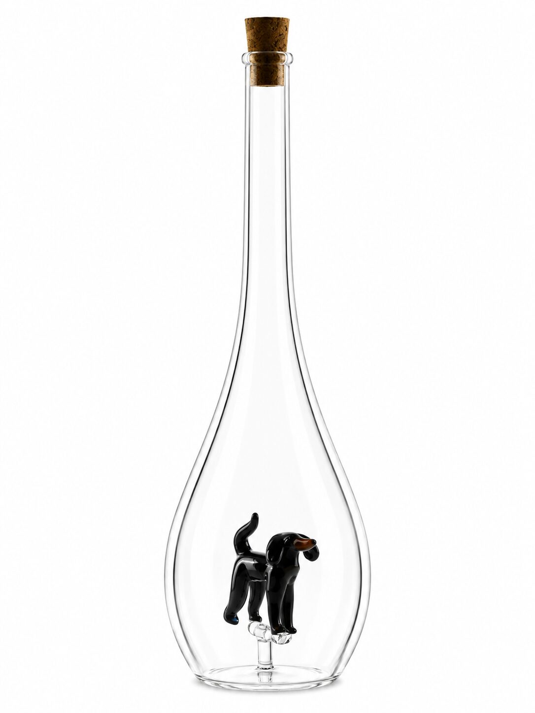 Mundgeblasene Flasche Hund schwarz, leer oder befüllt, 500ml