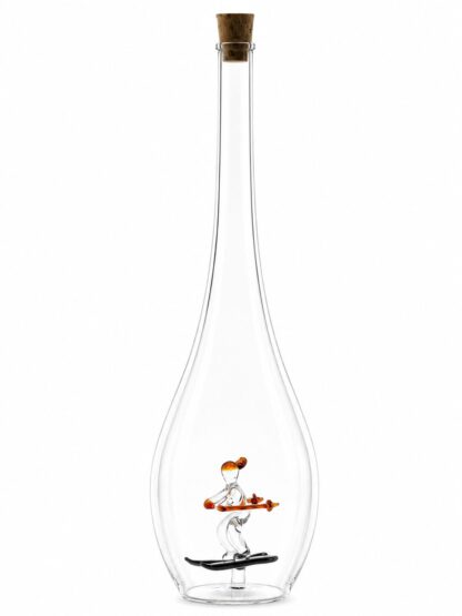 Mundgeblasene Flasche mit Skifahrer, leer oder befüllt, 500ml