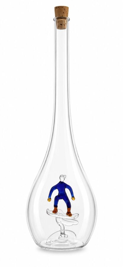 Mundgeblasene Flasche mit Snowboarder, leer oder befüllt, 500ml