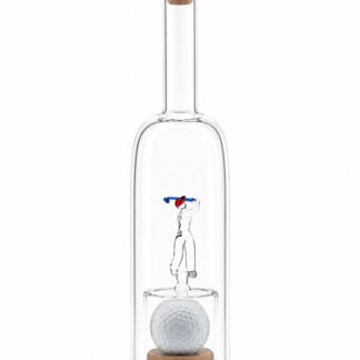 Mundgeblasene Flasche mit Golfer und 1 Golfball , leer oder befüllt, 350ml