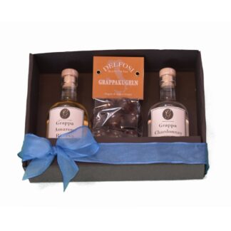 Geschenk-Set "Zweierlei Grappa mit Schokolade"