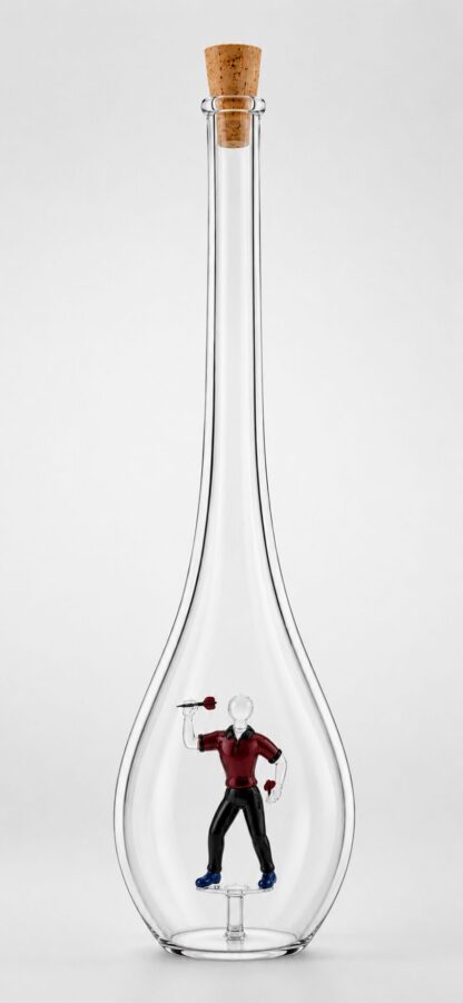Mundgeblasene Flasche mit Dartspieler, leer oder befüllt, 500ml