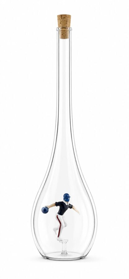 Mundgeblasene Flasche mit Bowlingspieler, leer oder befüllt, 500ml