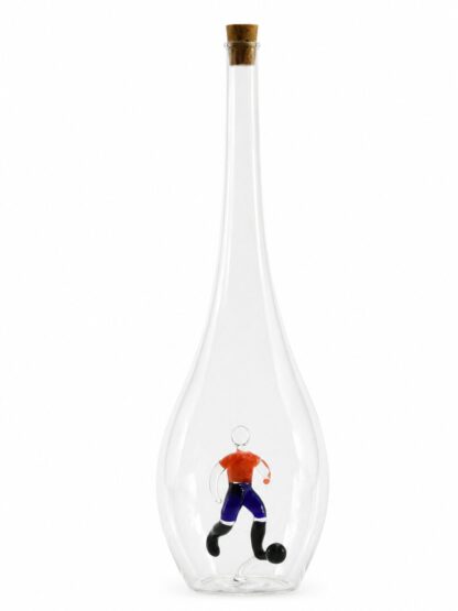 Mundgeblasene Flasche mit Fussballspieler, leer oder befüllt, 500ml