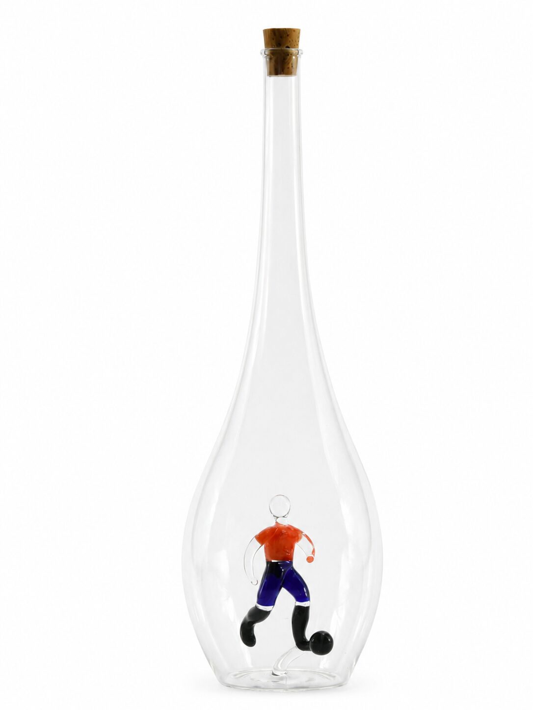 Mundgeblasene Flasche mit Fussballspieler, leer oder befüllt, 500ml