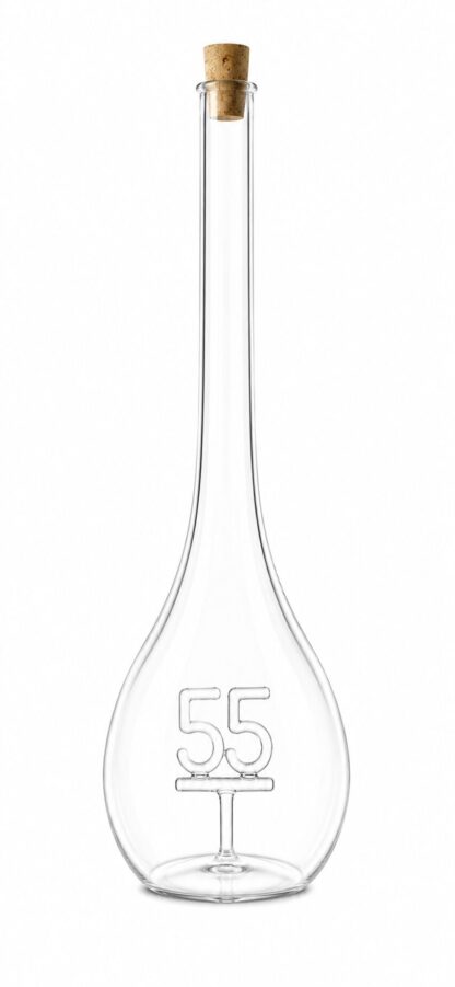 Mundgeblasene Flasche mit Zahl 55, leer oder befüllt, 500ml