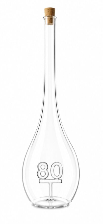 Mundgeblasene Flasche mit Zahl 80, leer oder befüllt, 500ml