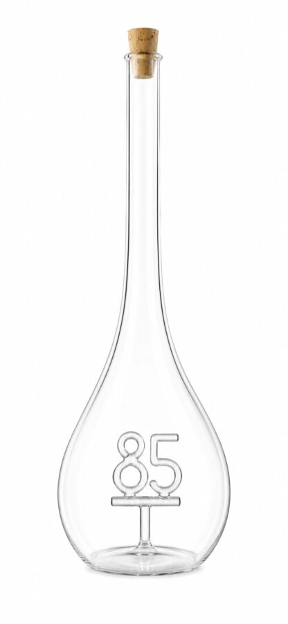 Mundgeblasene Flasche mit Zahl 85, leer oder befüllt, 500ml